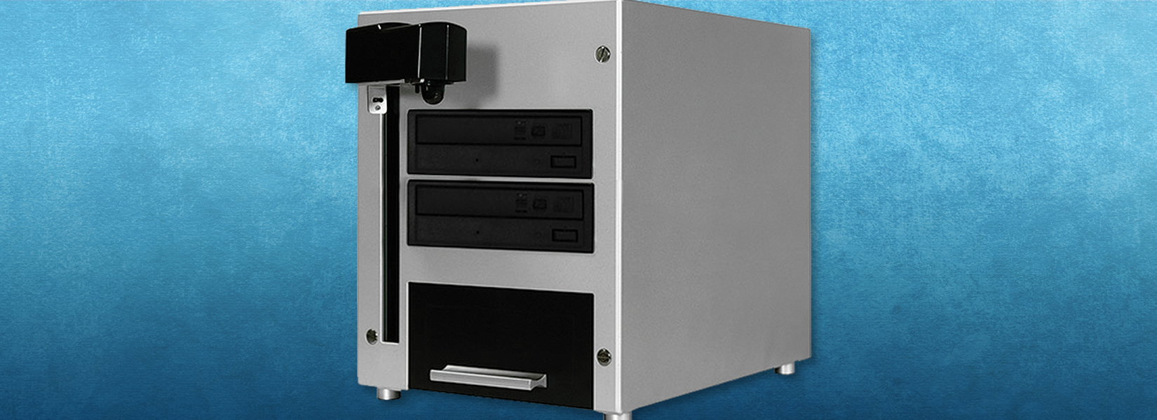 The Cube 2 CD/DVD Duplicator allows you to burn up to 38 CDs or 20 DVDs per hour Automatic CD/DVD Duplicator