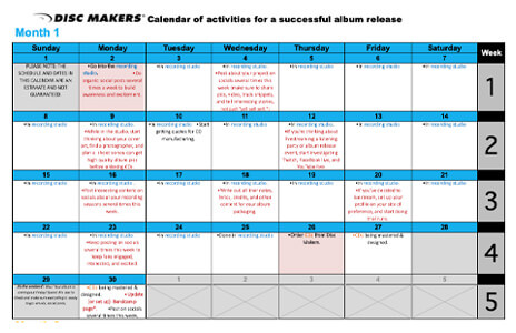 The detailed 90 day calendar with daily instructions on what to do to ensure a successful release