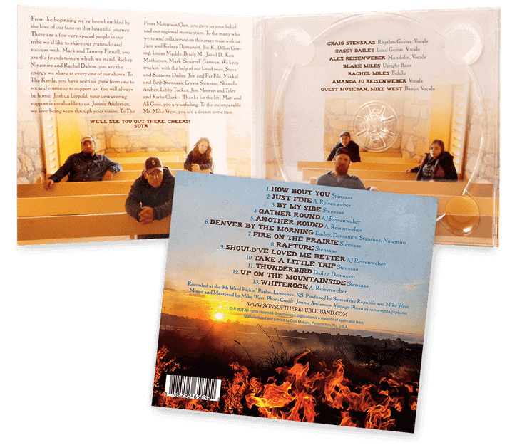 Sons of the Republic – Fire on the Prairie CD Digipak custom design artwork