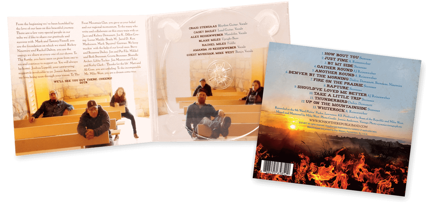 Sons of the Republic – Fire on the Prairie CD Digipak custom design artwork
