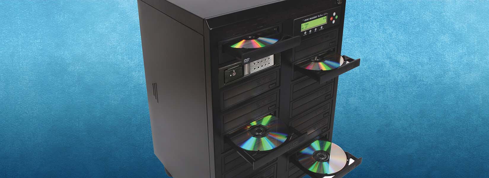 The Reflex Vault X5 Pro burns up to fifteen discs at a time and allows you to directly connect to its hard drive 1 to 15 CD/DVD Duplicator