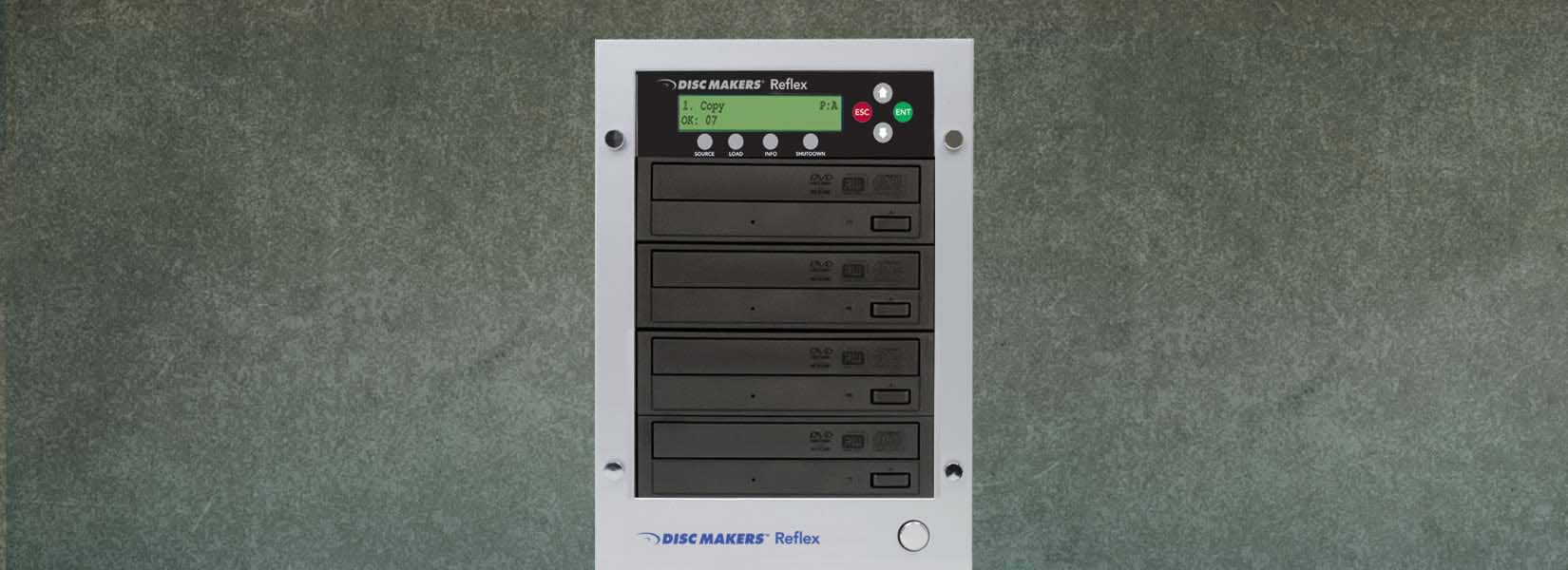 Burn CD-Rs, DVD-Rs, and DVD+Rs with the Reflex4 Duplicator 1 to 4 CD/DVD Duplicator