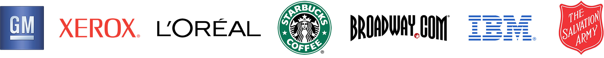 USB Clients: General Motors, Xerox, L'Oreal, Starbucks, Broadway.com, IBM, Salvation Army Clients: General Motors, Xerox, L'Oreal, Starbucks, Broadway.com, IBM, Salvation Army