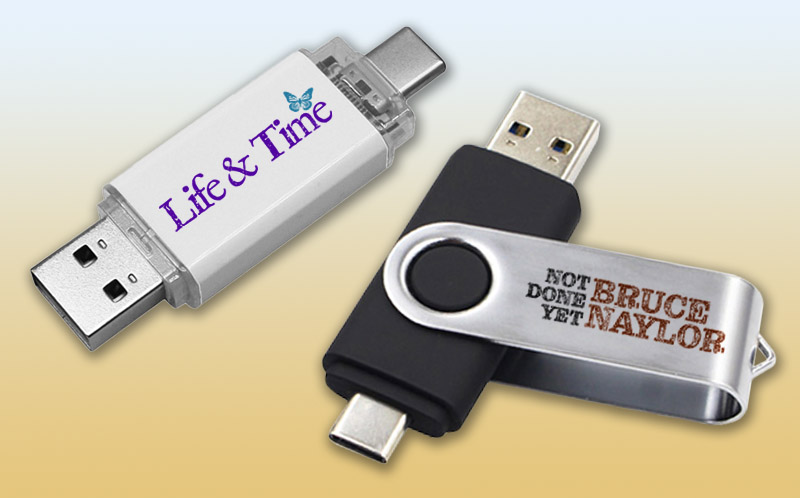 Dual USB flash drives for independent artists and filmmakers